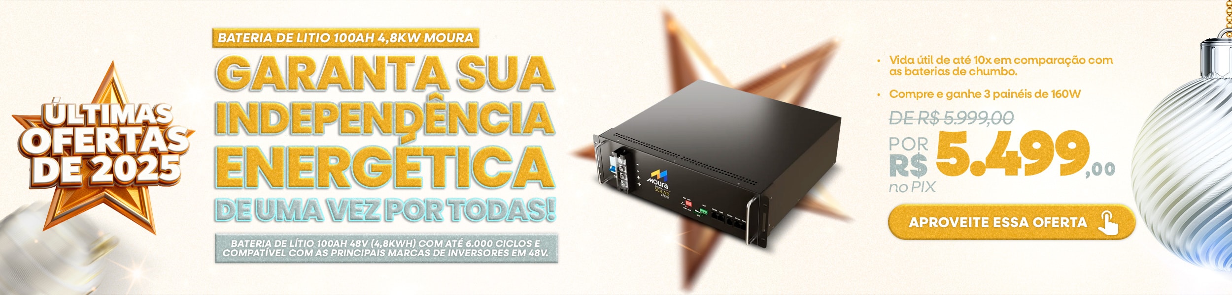 Bateria de Lítio Moura 48V 100Ah por R$5.499 no PIX