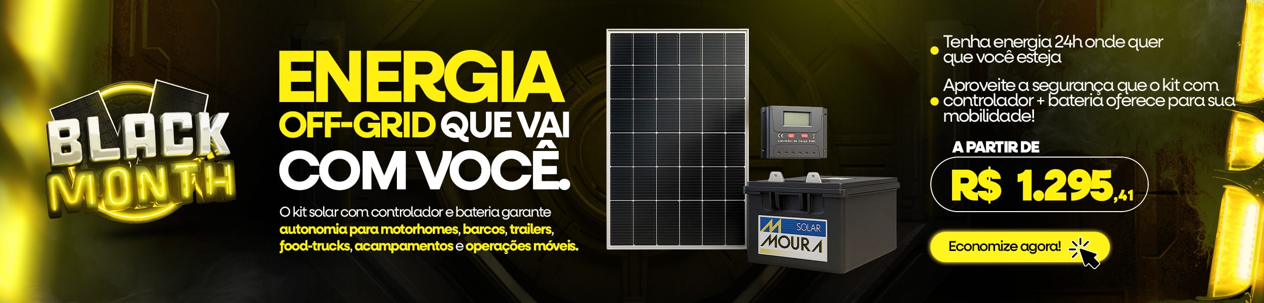 Kit Solar Controlador e Bateria