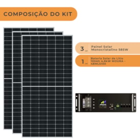 Segunda imagem do produto Bateria de Litio Moura 100Ah 48V com 3 Painel 585W