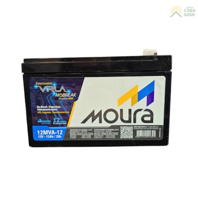 Bateria Estacionária VRLA 12Ah 12V Moura Nobreak - 12MVA-12
