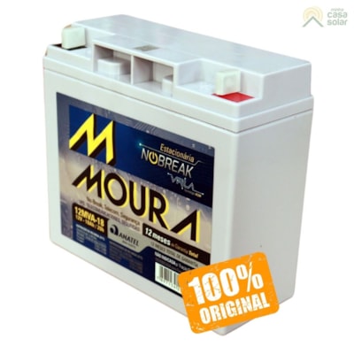 Segunda imagem do produto Bateria Estacionária VRLA 18Ah 12V Moura Nobreak - 12MVA-18