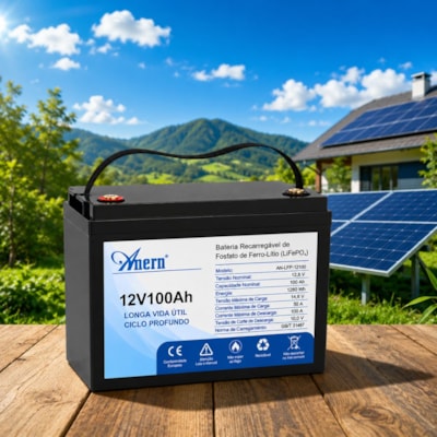 Segunda imagem do produto Bateria Solar de Lítio 100Ah 12,8V 1,27kW Anern - AN-LFP12100