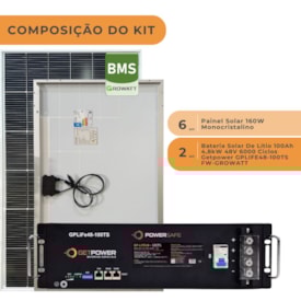 Segunda imagem do produto Bateria Solar De Lítio 100Ah 4,8kW 48V 6000 Ciclos Getpower GPLIFE48-100TS
