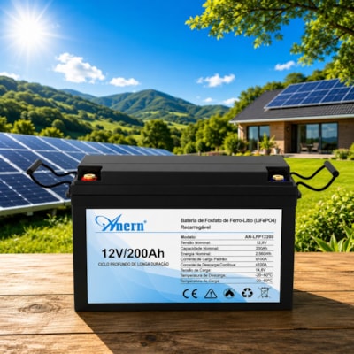 Bateria Solar de Lítio 200Ah 2,56kW 12V Anern - AN-LFP12200