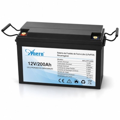 Segunda imagem do produto Bateria Solar de Lítio 200Ah 2,56kW 12V Anern - AN-LFP12200