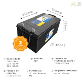 Segunda imagem do produto Bateria Solar Moura 162Ah - MS162Ah