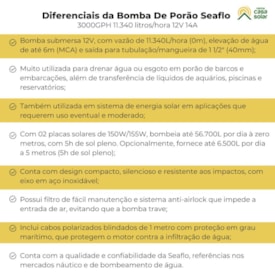 Segunda imagem do produto Bomba de Esgoto e Porão 11.340L/h 12V 14A Seaflo - Linha 01S 
                                            