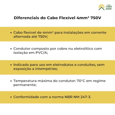 Segunda imagem do produto Cabo Flexível 4mm² 750V Preto (Vendido no metro)