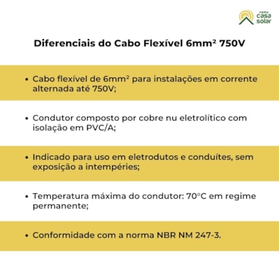 Segunda imagem do produto Cabo Flexível 6mm² 750V Azul (Vendido No Metro)