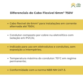 Segunda imagem do produto Cabo Flexível 750V 6mm² 750V Preto (Vendido no metro)