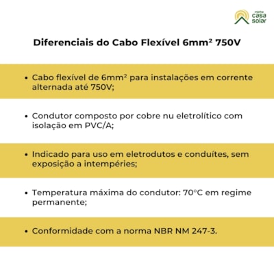 Segunda imagem do produto Cabo Flexível 750V 6mm² 750V Verde (Vendido no metro)