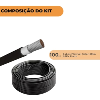 Segunda imagem do produto Cabo Solar Fotovoltaico 6mm 100 Metros Preto