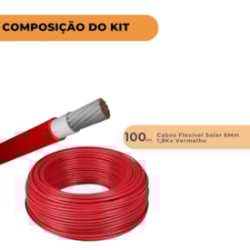 Segunda imagem do produto Cabo Solar Fotovoltaico 6mm 100 Metros Vermelho