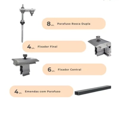 Segunda imagem do produto Caixa Acessórios Fixação Telhado Fibrocimento 2 Módulos 230W a 385W