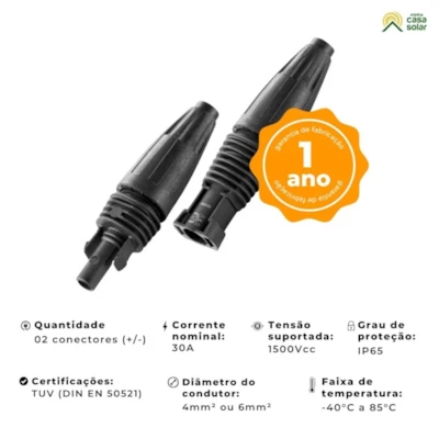 Conector MC4 (par) Engate Rápido Painel Solar - Weidmueller