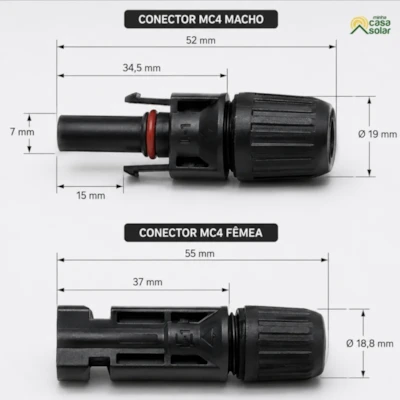 Segunda imagem do produto Conector para Painel Solar Macho e Fêmea com Terminais - ProAuto