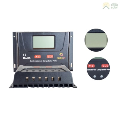 Segunda imagem do produto Controlador de Carga 60A 12V/24V PWM SUN21 - CCS-P6024