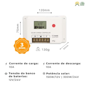 Segunda imagem do produto Controlador de Carga PWM 10A 20A 30A 40A ou 60A SRNE - HC