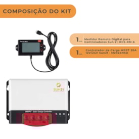 Segunda imagem do produto Controlador De Carga Solar 20a Mppt Sun21 com Display Externo