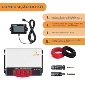 Segunda imagem do produto Controlador De Carga Solar 30a Mppt Sun21 com Display Externo
