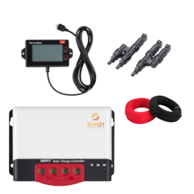 Controlador De Carga Solar 40a Mppt Sun21 Display MC4y e Cabos