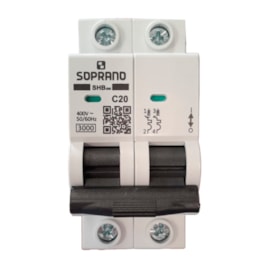 Disjuntor Bipolar 20A 3kA 220V Curva C - Soprano