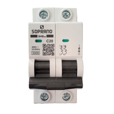 Disjuntor Bipolar 20A 3kA 220V Curva C - Soprano