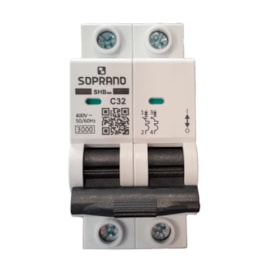 Disjuntor Bipolar 32A 3kA 220V Curva C - Soprano