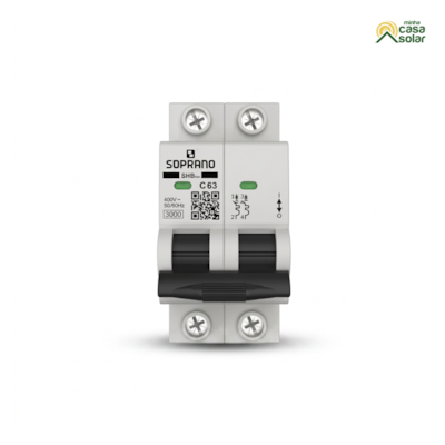 Disjuntor Bipolar 63A 3kA 220V Curva C - Soprano