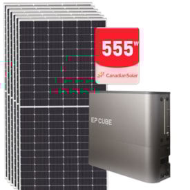 Gerador Solar Hibrido Canadian de 5,55kWp Bifásico 127V com Bateria de Litio EpCube