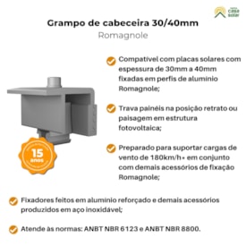 Segunda imagem do produto Grampo de Cabeceira Ajustável 30 a 40mm p/Solo - Romagnole