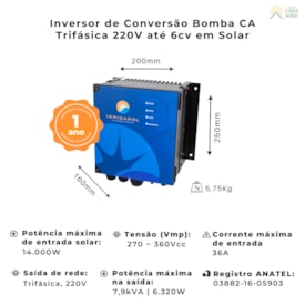 Segunda imagem do produto Inversor para Bomba CA Trifásica 220V até 6cv Irrigasol
