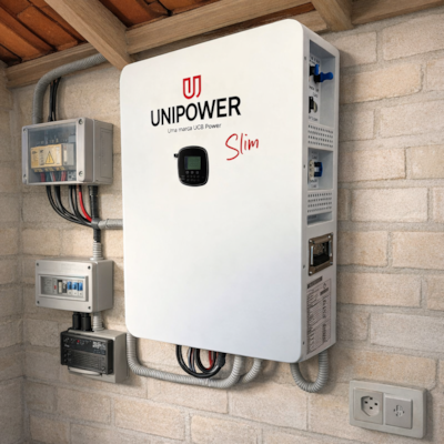 Inversor Solar All In One 5kW 48/220V com Litio 4,8kW Unipower Slim U HOME5K4800