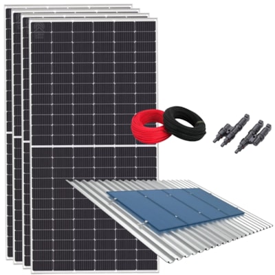 Kit 04 paineis Tsun com estrutura metálica cabos e conectores