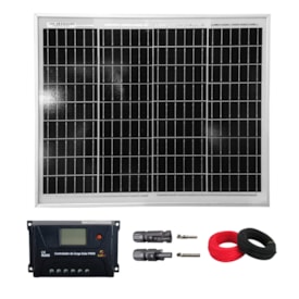 Kit 1 Painel Solar 30W Controlador PWM 30A MC4 Cabos