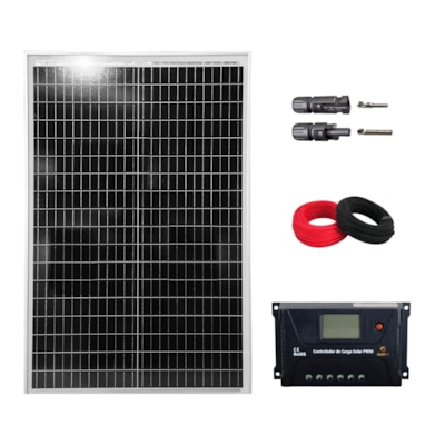 Kit 1 Painel Solar 60W Controlador PWM 30A MC4 Cabos
