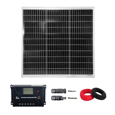 Kit 1 Painel Solar 80W Controlador PWM 30A MC4 Cabos