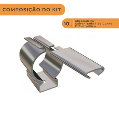 Segunda imagem do produto Kit 10 Unidades Abraçadeira Galvanizada Tipo Cunha 1