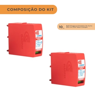 Segunda imagem do produto Kit 10 Unidades Refil Plugue p/ Protetor De Surto DPS CA 275V 45kA Clamper