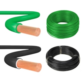 Kit 100 Metros de Cabo Flexível 750V 6mm Preto e Verde