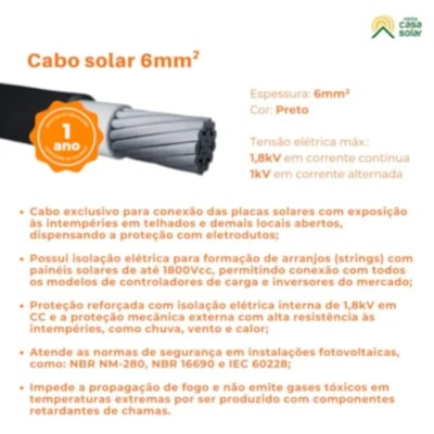 Segunda imagem do produto Kit 100 Metros de Cabo Flexível 750V 6mm Preto e Verde