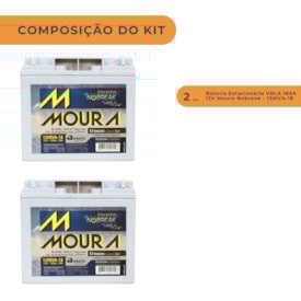 Segunda imagem do produto Kit 2 Bateria Estacionária VRLA 18Ah 12V Moura Nobreak - 12MVA-18