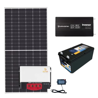 Kit 2 Painel Solar de 555W com Controlador de Carga 40A 12V