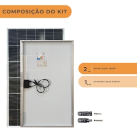 Segunda imagem do produto Kit 2 Placas 160W Monocristalino com Conector - ZJNAC-160MS