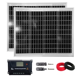 Kit 2 Placas 30W Para Caminhão 24V Controlador 30A MC4 Cabos