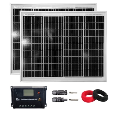 Kit 2 Placas 30W Para Caminhão 24V Controlador 30A MC4 Cabos