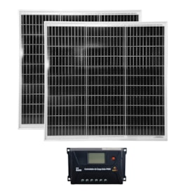 Kit 2 Placas 80W P/ Caminhão 24V Controlador PWM 30A