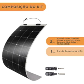 Segunda imagem do produto Kit 2 Placas Flexível 250W Monocristalino com Conector MC4