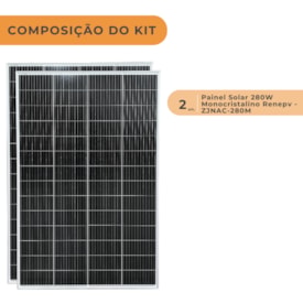 Segunda imagem do produto Kit 2 Placas Solares 280W Renepv Monocristalino 560W Painel
