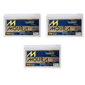 Kit 3 Baterias Estacionária VRLA 12Ah 12V Moura Nobreak - 12MVA-12